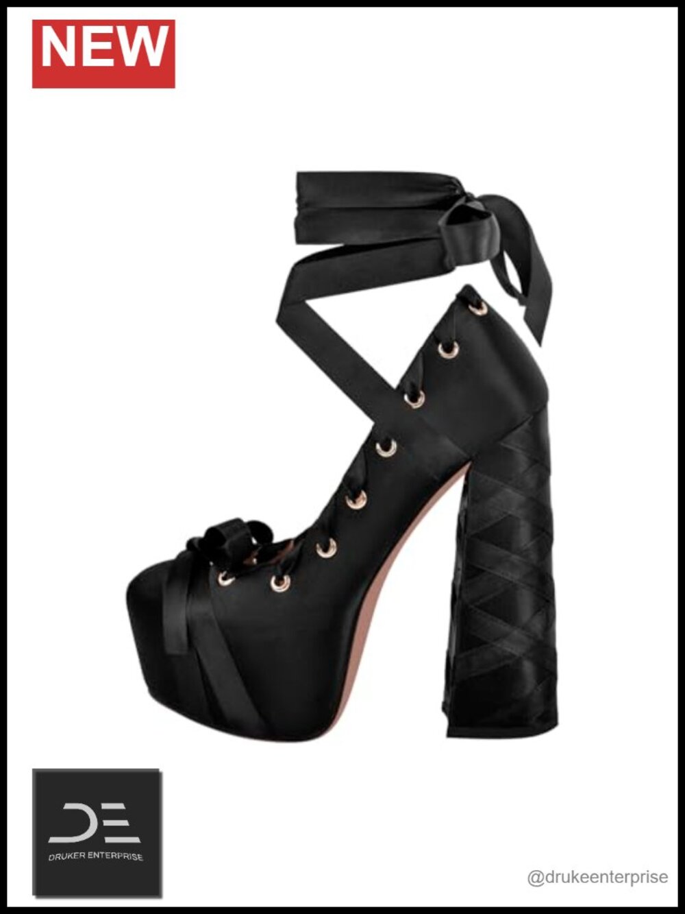 Chunky Heel Platform Pumps Bow Ribbon Ankle Strap Satin Lolita Shoes